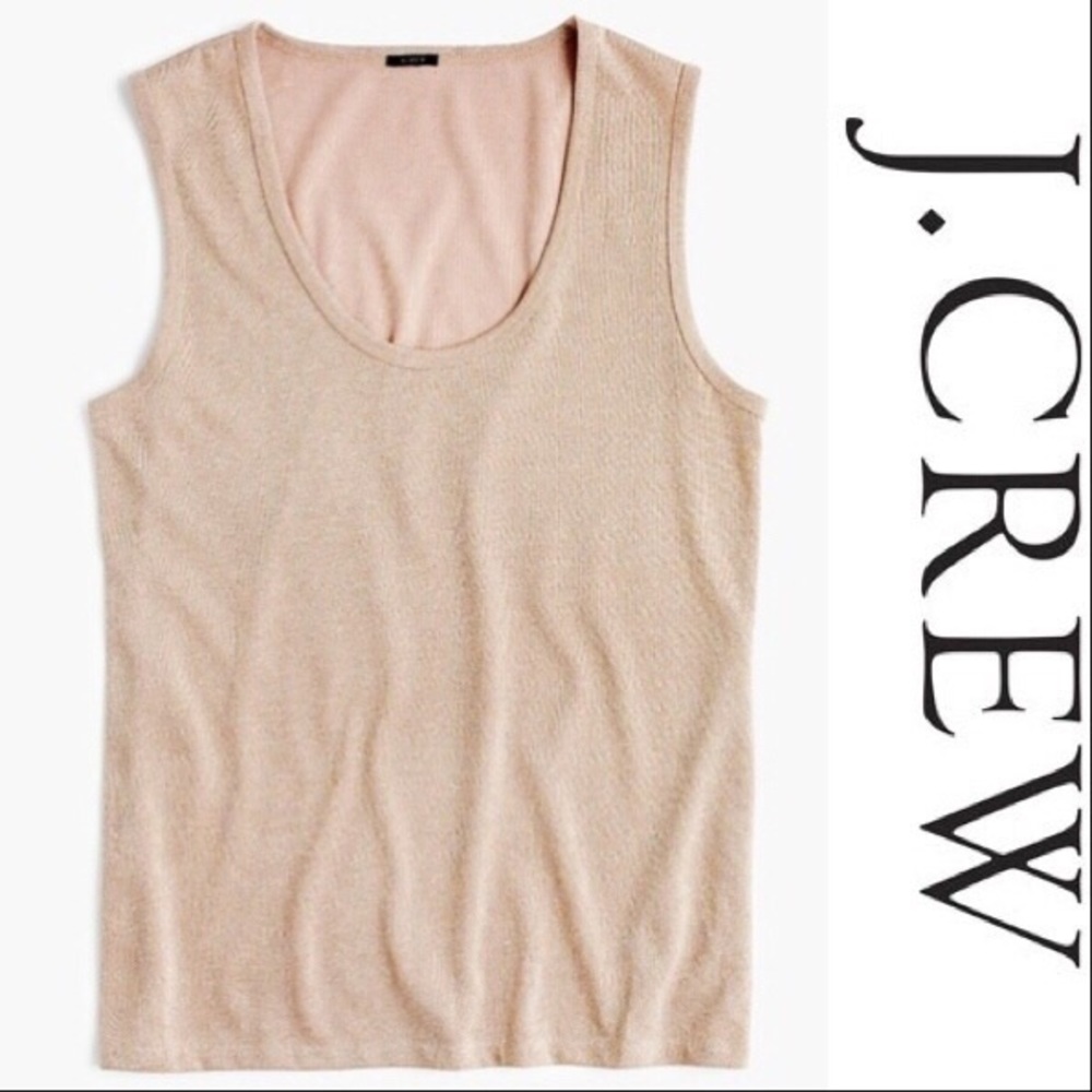 NEW! J. CREW Sparkle Scoop Tank champagne gold  S
